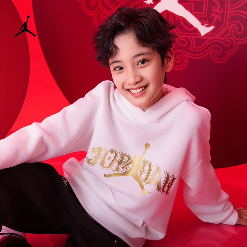 耐克乔丹新年系列马年限定大童套头连帽衫春季新款JORDAN IR8372