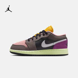 耐克乔丹大童轻便AJ1板鞋冬季男女童皮面平底运动鞋JORDAN HQ2021