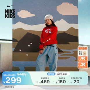 男女童机能风NIKE 耐克大童宽松牛仔工装 新款 春季 IO0197 长裤