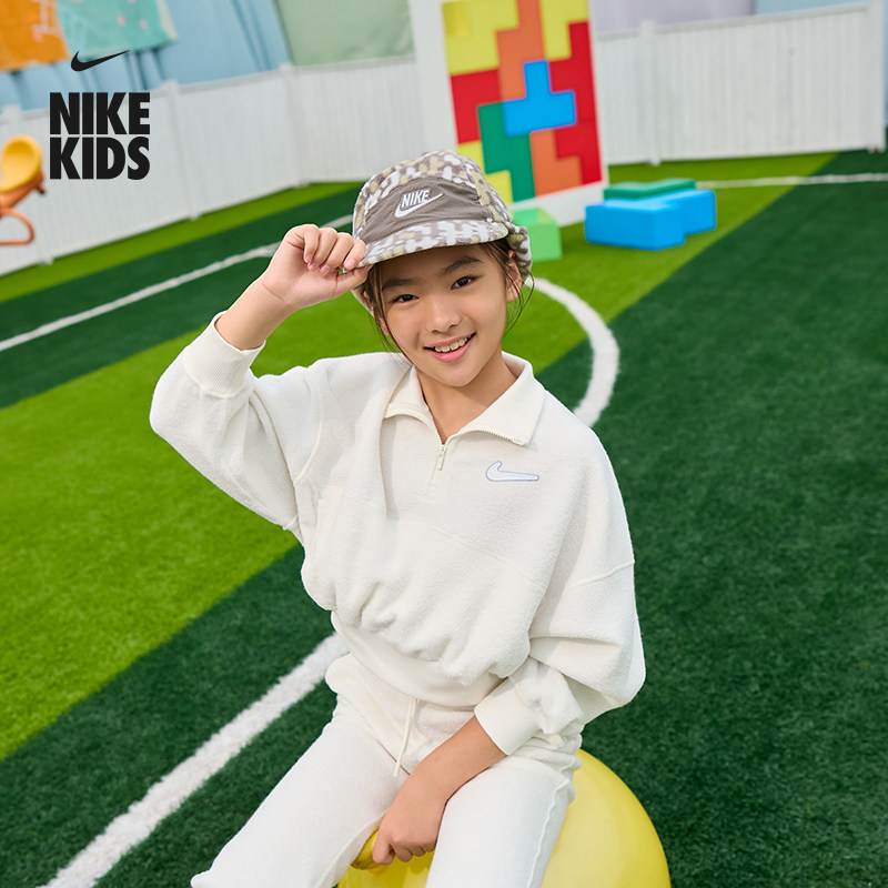 耐克大童户外摇粒绒运动帽冬季新款男女童软顶拼接NIKE IB5667