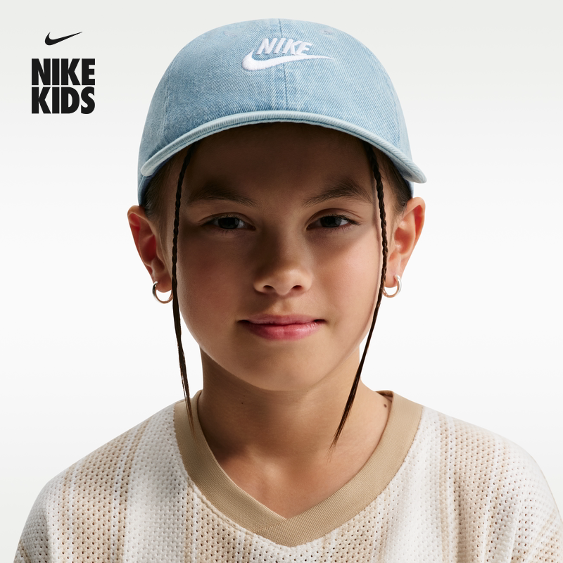 耐克大童软顶牛仔运动帽夏季男女童经典拼接舒适NIKE CLUB IO8231