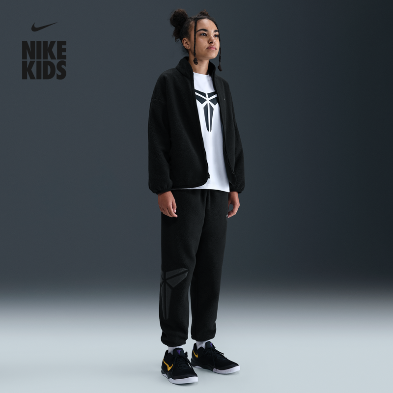 耐克科比大童仿羊羔绒篮球长裤冬新款男女童加绒梭织NIKE IB2740