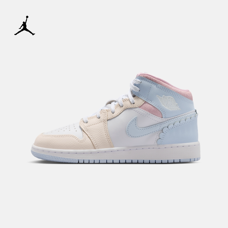 耐克乔丹大童平底板鞋春新款男女童中帮运动鞋JORDAN AJ1 IB7057