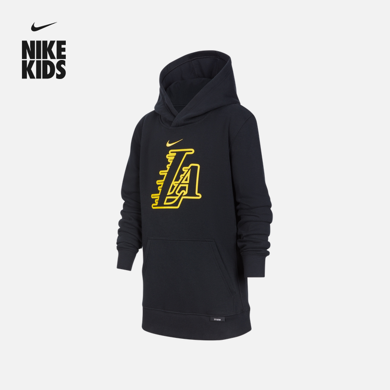 耐克洛杉矶湖人队大童加绒卫衣男童针织印花连帽衫NIKE IR4008