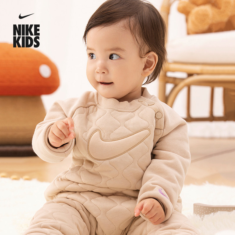 耐克婴童加绒连体衣男女童宝宝轻便针织圆领哈衣棉服NIKE IO2811