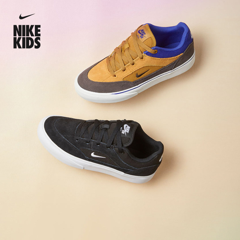 耐克大童平底胶底滑板鞋冬季男女童薄底鞋NIKE SB MALOR HF1205