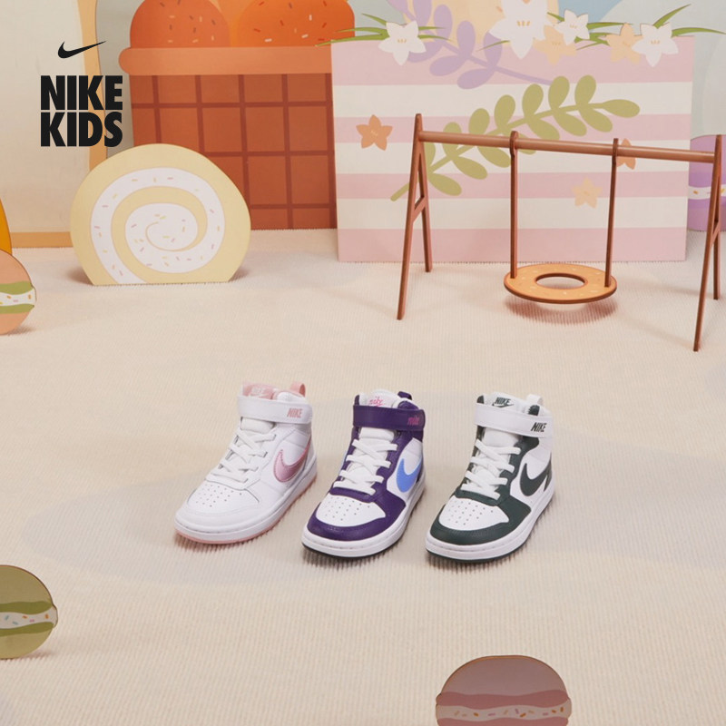 耐克酷菠萝幼童皮面运动鞋魔术贴冬男女童板鞋NIKE COURT CD7783