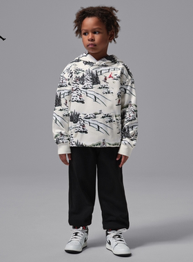 耐克乔丹圣诞系列幼童假日风加绒连帽衫和长裤套装JORDAN IQ2928