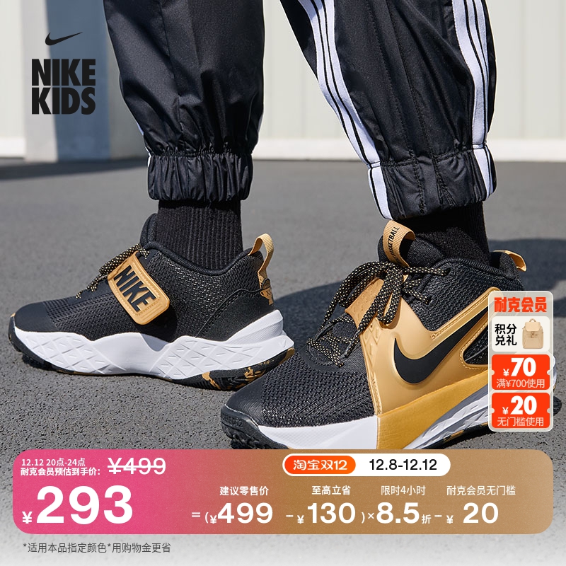 耐克大童透气实战篮球鞋冬季男女童NIKE TEAM HUSTLE D 12 HF6279