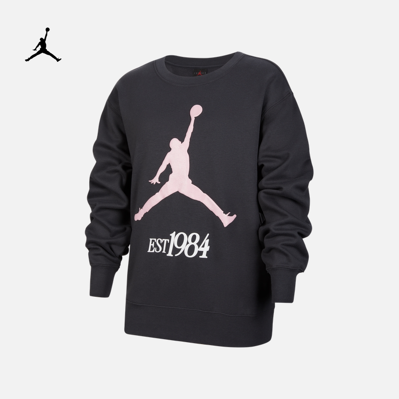 耐克乔丹大童加绒圆领卫衣冬新款女童针织上衣JORDAN CLUB IQ2869