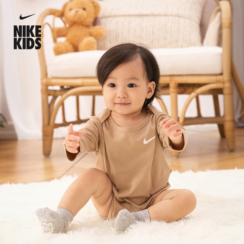 耐克婴童长袖连体衣(3件)夏季男女童宝宝针织柔软哈衣NIKE HV1529