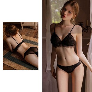 文胸套装 GULIBERRY性感内衣女小胸聚拢无钢圈胸罩法式 蕾丝薄款