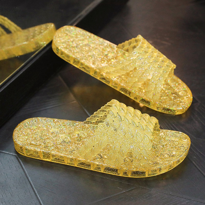 水晶塑料居家洗澡外穿凉拖鞋防滑