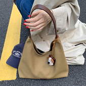 时尚 休闲大容量帆布包包女式 2025新款 百搭单肩腋下包高级感托特包