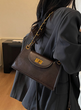 秋冬复古链条通勤包包女士2026新款时尚百搭单肩斜挎包质感腋下包
