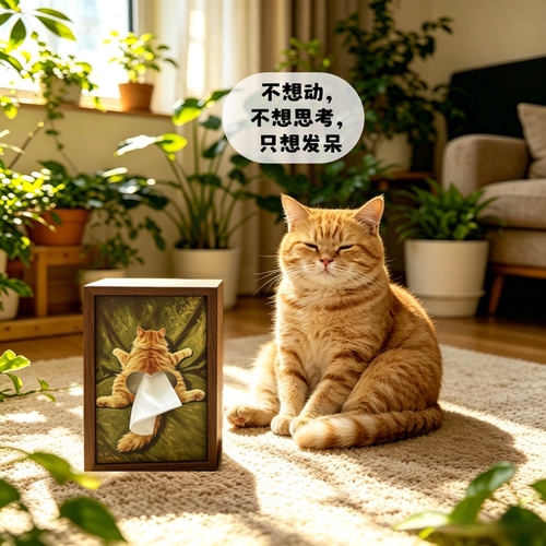 芭蕾舞创意搞怪猫咪木质纸巾盒