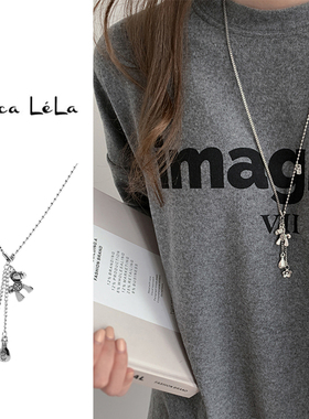 马上有钱花复古拼接卫衣项链女锁骨链ins嘻哈个性长款毛衣链配饰