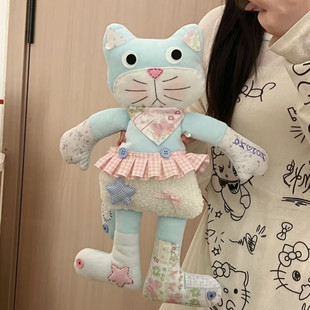 可爱奶蓝小猫玩偶diy材料包手工手缝安抚猫咪娃娃毛绒送男女朋友