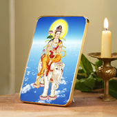 普贤菩萨高清佛堂供奉像带支架月老画金色包边桌摆书桌吉祥礼品