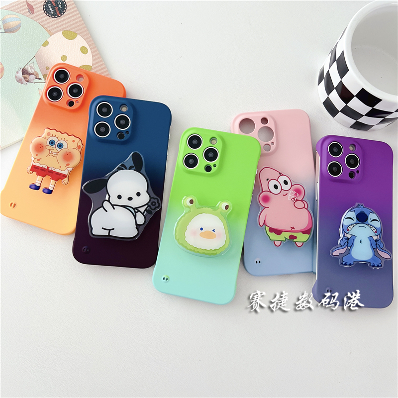 渐变无边框可爱卡通支架vivo s17/s16/s15手机壳pro散热s12硬壳x90防摔x80男女x70创意x60个性IQOO neo8半包+