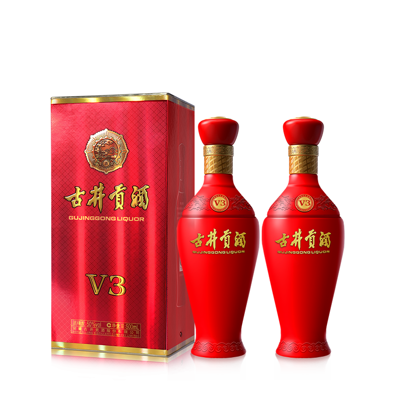 【官方直营】古井贡酒 红运V3 50度500mL*2瓶浓香白酒整箱宴席酒