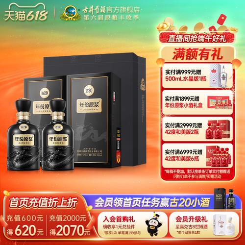 古井贡酒古20白酒52度500mL*2瓶