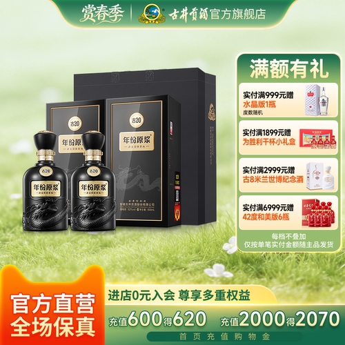 古井贡酒古20白酒52度500mL*2瓶