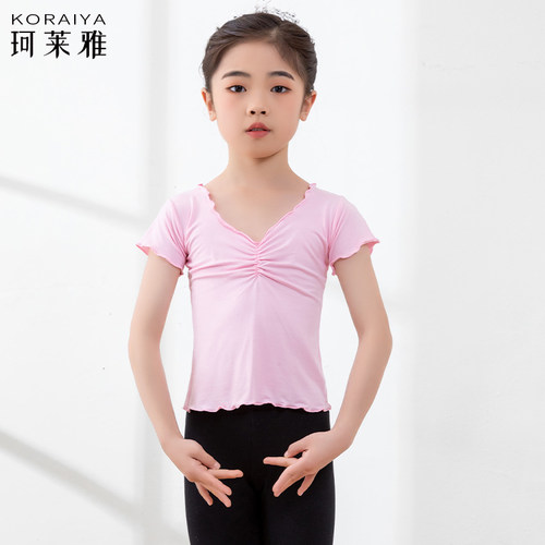 儿童舞蹈服女短袖莫代尔上衣新款