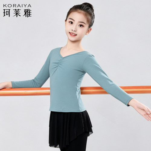 儿童舞蹈服装女芭蕾舞练功服中国舞形体艺考短袖长袖棉表演出上衣