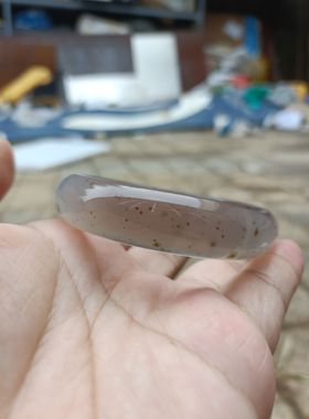 巴西天然满天星灰紫玛瑙手镯中宽加厚水润透无烧原石女手环礼251