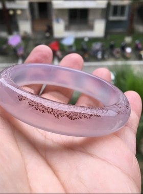 朱砂加厚水润通透原石玛瑙手镯