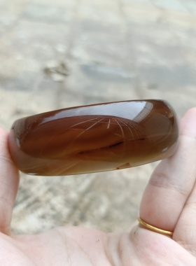 巴西天然蜜糖色玛瑙手镯加宽加厚一物一拍无烧原石女礼手环177