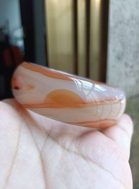 象形红日天然玛瑙手镯橘色加宽加厚水润一物一拍女手环礼特色226