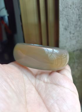 巴西天然冰透荧光加宽加厚原色无烧黄玉髓手镯时尚玛瑙手镯女148