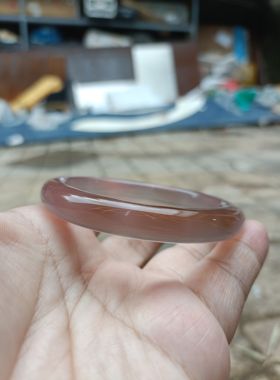 一物一拍天然灰紫玛瑙手镯无烧原石细款加厚水润冰透女手环234