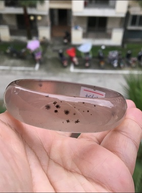 巴西天然原石无烧满天星黑色水草玛瑙手镯加宽加厚冰透水润女礼58