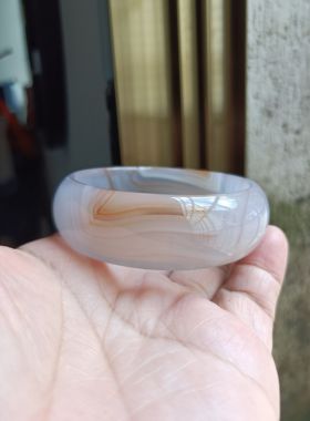 巴西纯天然俏色淡紫罗兰底色玛瑙手镯加宽通透加厚时尚百搭58m151