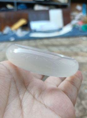 一物一拍巴西纯天然白玛瑙手镯中宽加厚水润清透女礼手环时尚270