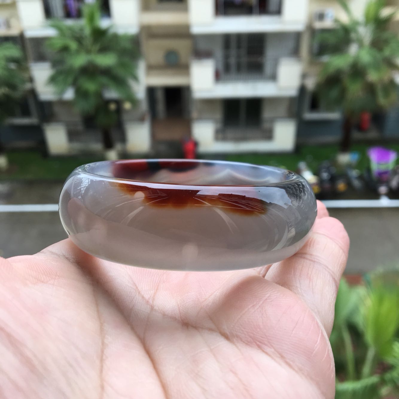 精美三色红黑灰天然缠丝玛瑙手镯加宽加厚特色原石无烧女玉石礼