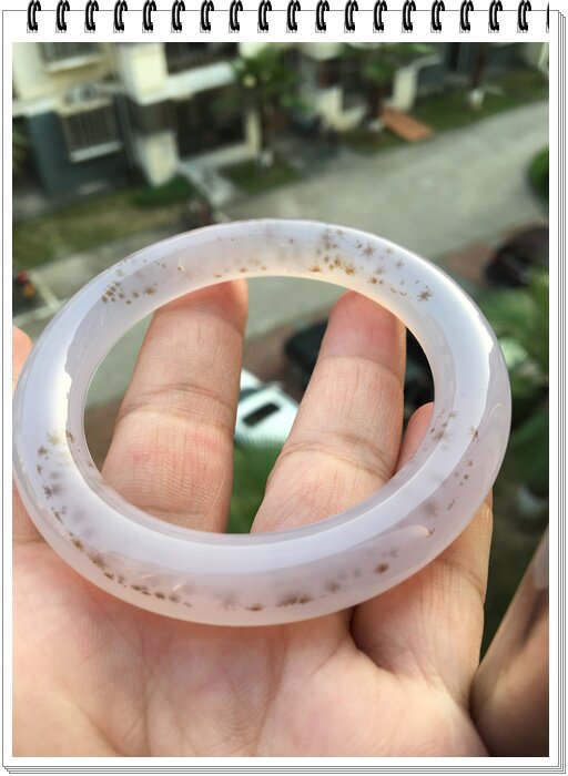 正品美丽水草满天星纯天然复古圆条紫色底手镯水润原色新年礼物82