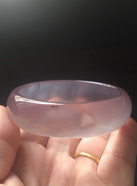 巴西天然灰紫玛瑙手镯加宽加厚玉髓女环原石无烧女环85