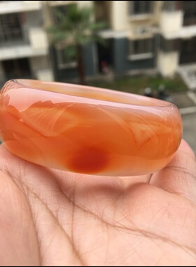 巴西天然象形可爱狐狸小脸红玛瑙手镯加宽加厚圆滑水润女士礼品47
