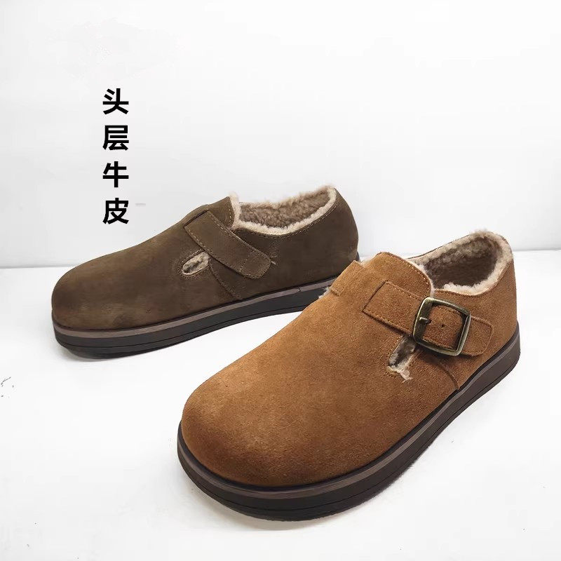 真皮时尚休闲平底鞋圆头勃肯女鞋