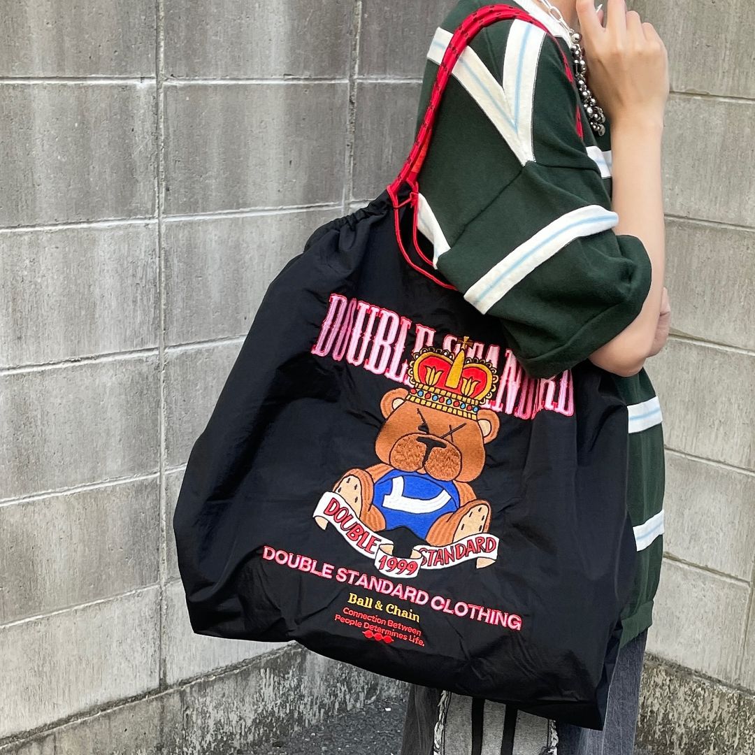 小熊刺绣尼龙布袋包单肩手提