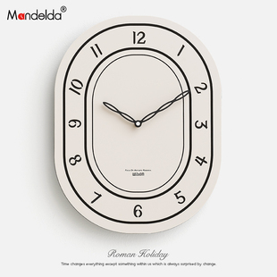 钟表 饰品2026新款 Mandelda免打孔创意网红轻奢时尚 挂钟客厅墙面装