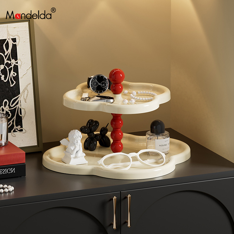 满得达桌面多层收纳盒大容量化妆品高级感梳妆台面香水口红置物架