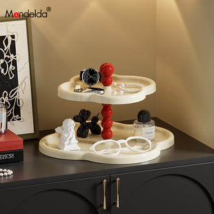 满得达桌面多层收纳盒大容量化妆品高级感梳妆台面香水口红置物架