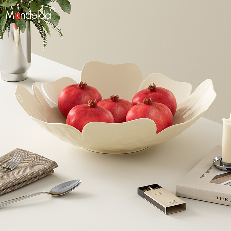 满得达果盘高级感花瓣型干果盘简约家用客厅茶几多功能水果盘新款