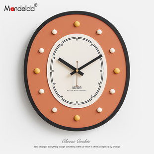 mandelda免打孔钟表挂钟客厅2025新款 创意大气网红简约现代 个性