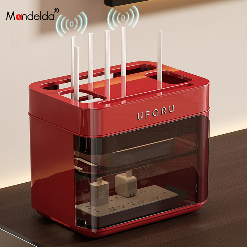 满得达路由器收纳盒家用多层无线wifi电视机顶盒置物架奶油风插板
